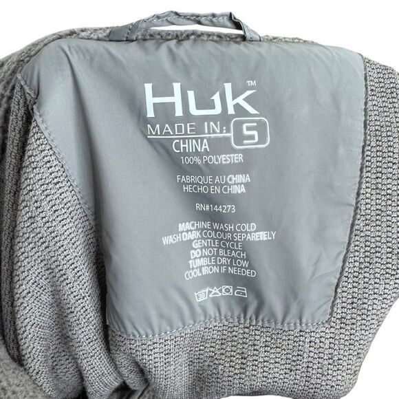 Huk Grey Men's 1/4 Zip Fleece Pullover Chest Pocket Side Pockets Size Small - Picture 6 of 7
